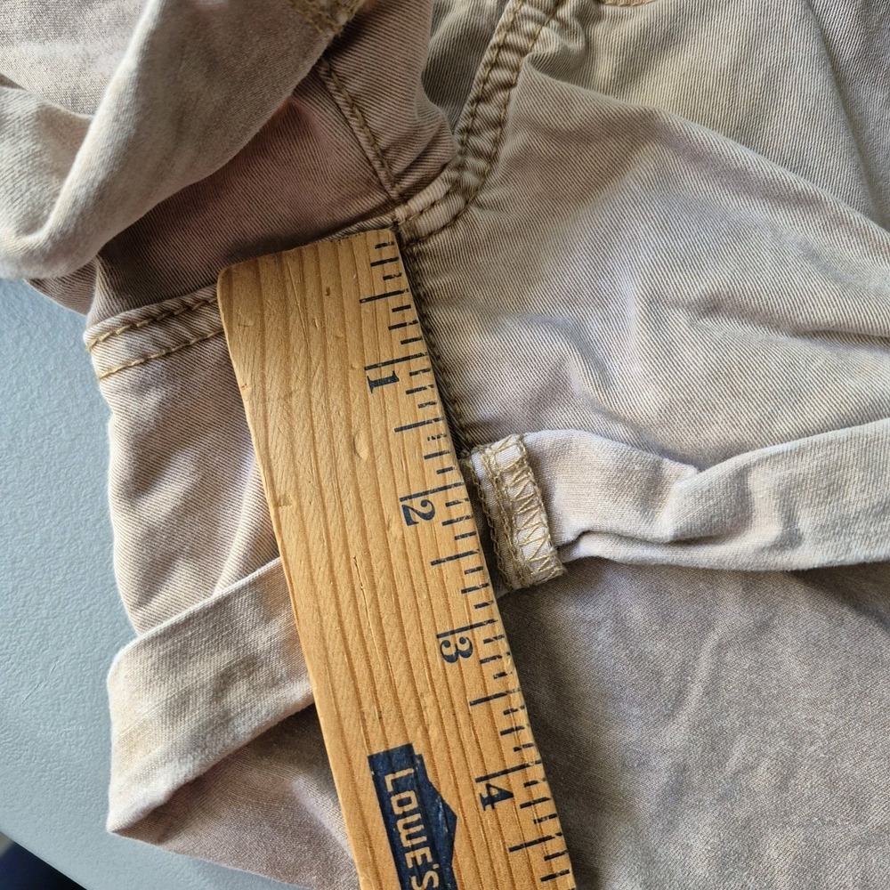 Y2K American Eagle Shorts Womens 12 Khaki Tan Shortie Micro Mini Bootie Preppy - Picture 8 of 9